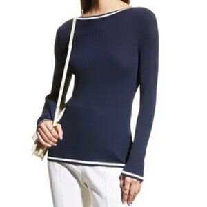 Max Mara Dandy Ribbed Viscose Blend Boat Neck Top